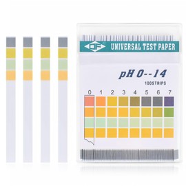 OKAWASI pH Test Paper, 100 Sheets PH0-14 Payer Test Paper, Stick Type, Trout Test Paper, Test for Acidity and Alkaline in Water, Saliva PH Testing, Acidity Determination, Experiment Kit Measurement