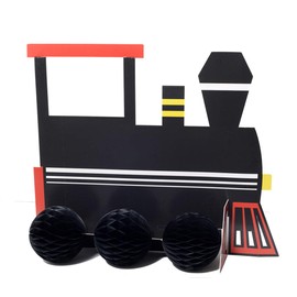 Havercamp Train Birthday Decorations, Cardboard Train Centerpiece for Kids Party, 3-Piece Set, 11.5in X13.5in, Simple Assembly Required