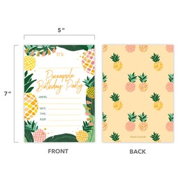 Pineapple Happy Birthday Invitations Invite Cards (10 Count) With Envelopes Boys Girls Kids Party (10ct)