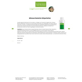 Sanct Bernhard Minesan Basic Body Lotion with Witch Hazelis, Chamomile, Balm, Macadamia Oil 250 ml