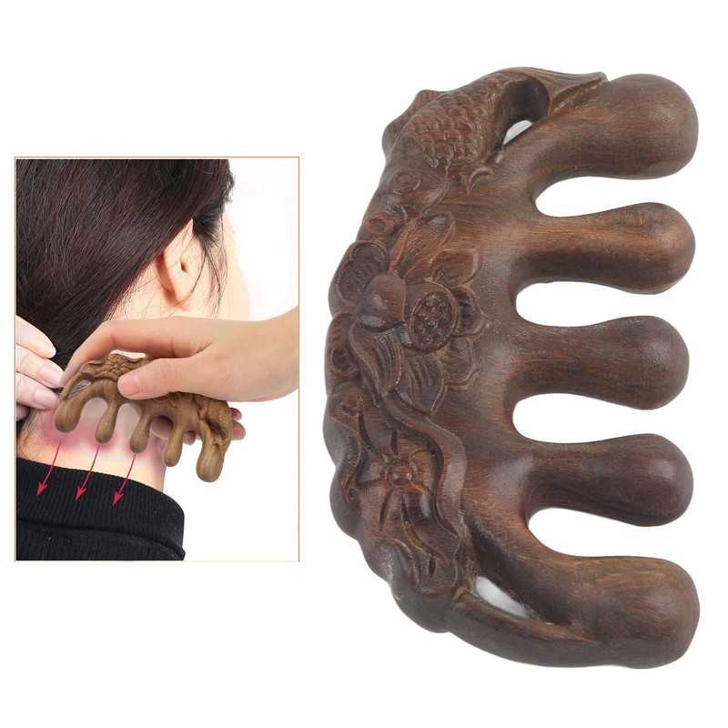 Meridian Wide Tooth Massage Comb Green Sandalwood Head Scalp Massage