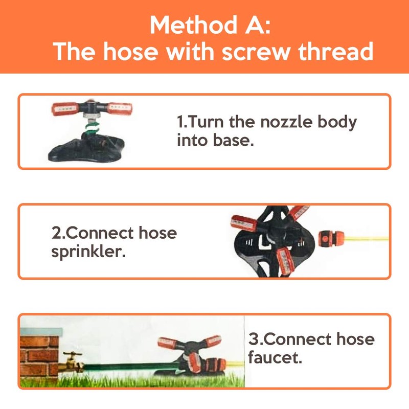 ValueHall Lawn Sprinkler Oscillating Sprinkler Adjustable 360 Degree Three Arm
