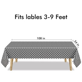 GREATRIL Black White Checkered Party Table Covers Tablecloth for Racing Theme Birthdays Party/Ceremony Decorations Rectangle Tablecover 54'' x 108'' - 2 Packs