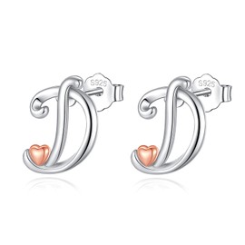 CELESTIA Initial Heart Earrings Studs Sterling Silver Letter Jewelry Best Friend Birthday Gifts for Women Mother Daughter Sister in Law