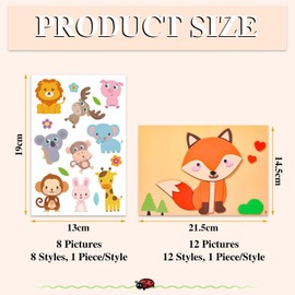 12-Piece Animal Sticker Puzzle, 8 Animal Stickers, Stickers for Children, Foam Sticker Puzzle, 3D Stickers for Children, Sticker Craft Set for Children
