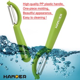 HAMOER Vegetable Peeler, Comfortable Handle, Dishwasher Safe, Potato Peelers for Kitchen, Smooth Peeling, Peel Veggies, Apple, Citrus Includes Blade Guard, Green