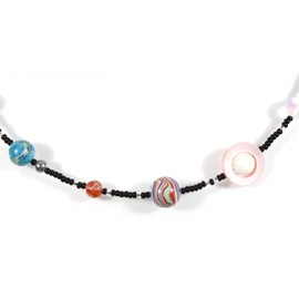 "The Nine Planets Necklace", the Solar System in Assorted Stones, 22 Inches Adjustable