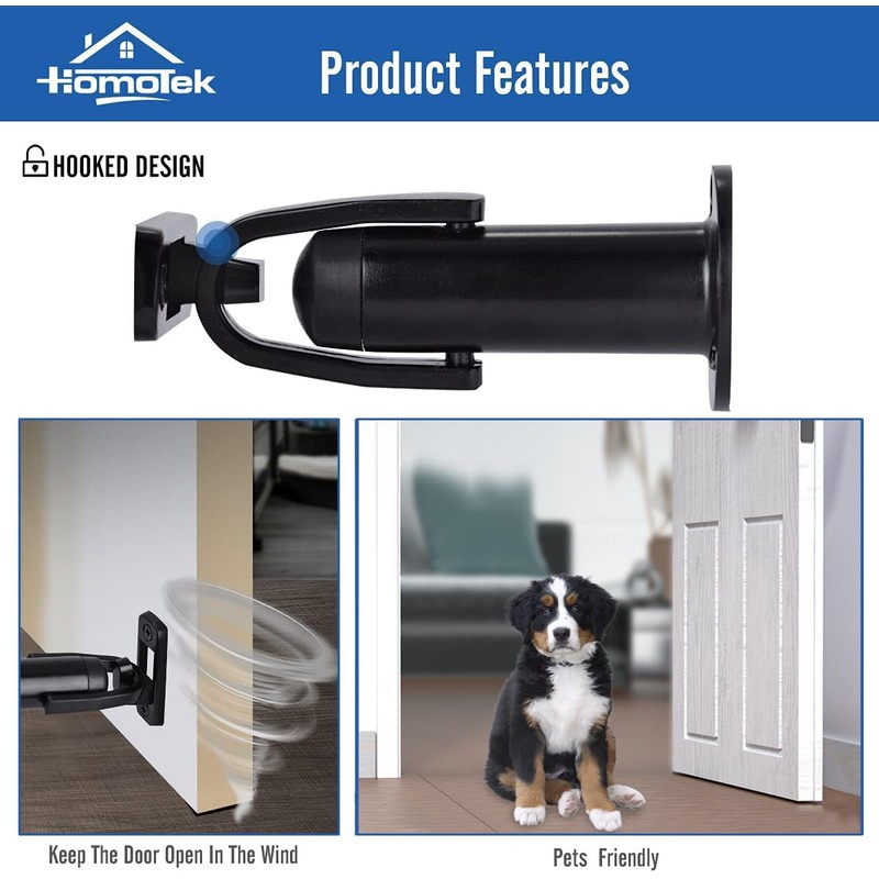 HOMOTEK Heavy Duty Latch Hook Stop Windproof,Door Holder Stopper with