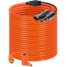 Behaunty Solar Connector to DC 8mm Adapter Cable 50FT, 12AWG + 14AWG Tinned Copper Wire with DC7909 to DC8020 Adapter, Heavy Duty Charging Cable for Portable Power Station, RV, Outdoor Camping