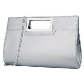 KKXIU Women Clutch Purse Elegant Pleated Evening Bag for Wedding Prom Bridal with Chain Strap, A-silver