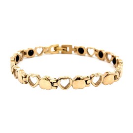 Yo – Pink – 11 W Heart Germanium Bracelet geruma 11 Grain Pink Gold Cherry Gold Health Bracelet Made Of Steel Steel