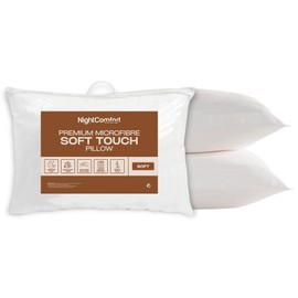 Night Comfort Luxury Anti-Allergy Pillow Soft Support for Front Sleepers, Pack of 2 - Comfortable Microfiber with Hollowfibre Filled Pillows
