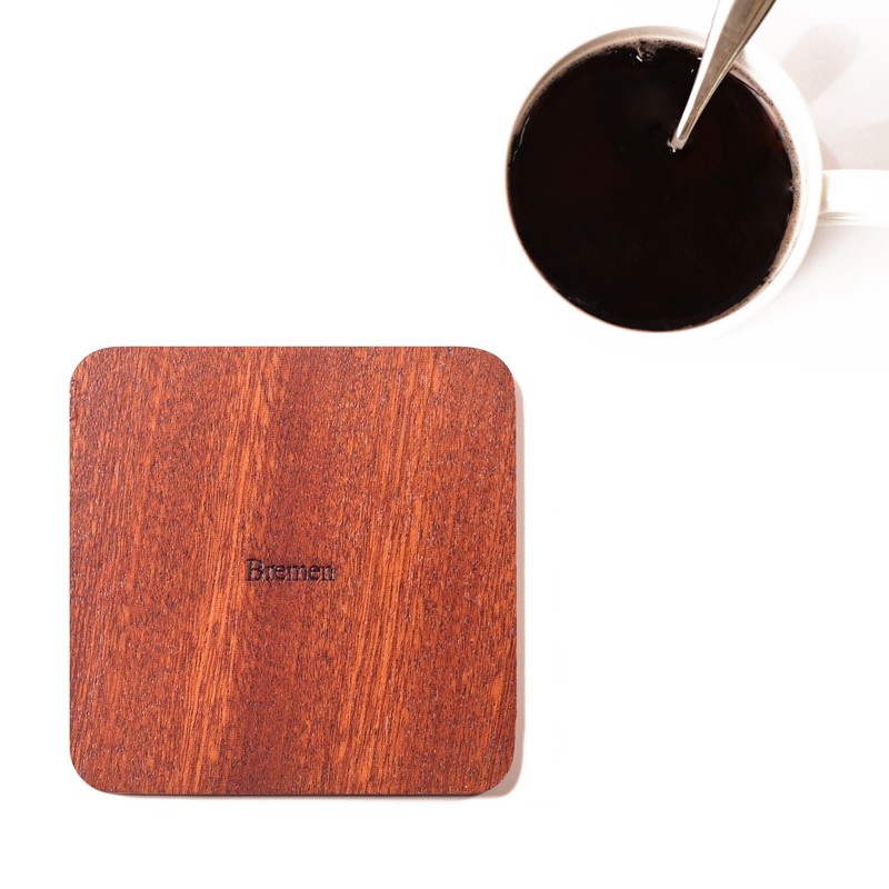 Bremen Map, Sapele Wood Coasters, Set of 4, City Map,