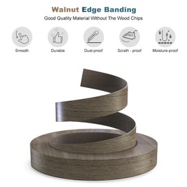 Walnut Edge Banding, 3/4 Inch x 50ft Veneer Edge Banding, Iron On Wood Edge Banding Pre-Glued Flexible Plywood Edge Banding Tape for Cabinet Repair, Furniture Restoration & DIY Projects