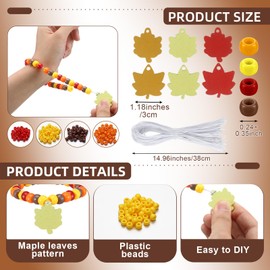 Huquary 24 Sets Maple Leaves Bracelet Making Kit Fall Beads for Bracelets DIY Autumn Beaded Wristband Craft Kit Wooden Cutouts Charms for Fall Crafts Jewelry Making Party Favors Gifts