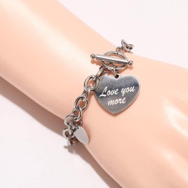 UALGL Heart Necklace Heart Bracelet Lock Necklace Lock earring for Women Love Charm Toggle Chain Jewelry Set (White-2)