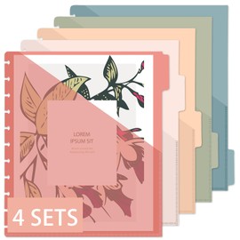 gisgfim 4set 5 Tab Discbound Pocket Dividers 8.5 x 11 with Pockets, Tabs & Colorful Plastic Dividers for Business Office(Vintage)