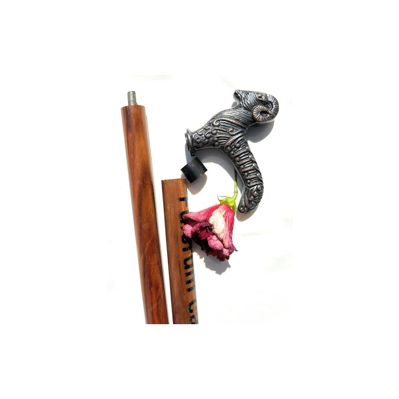 Wooden Walking Cane with Aluminium Handle Sheep - Handmade, Ergonomic,