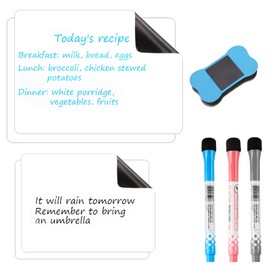 4 Pcs Magnetic Dry Erase Whiteboard Sheet A4 & A5, Magnetic Whiteboard for Fridge, Home, Office & School, Includes 3 Vibrant Coloured Markers (Red, Blue, Black) & 1 Eraser