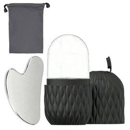 Rodillos de hielo para la cara y Gua Sha，Kit facial reutilizable de 2 piezas para masaje manual，adecuado para regalar, Día de San Valentín, Navidad, Día de la Madre, Día de la Mujer. (black)