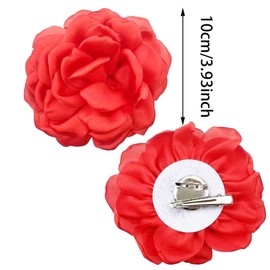 2PCS Flower Hair Clips, Red Rose Hair Clip Artifical Flower Brooch Hairpins Vintage Rose Hair Barrette Bridal Hair Clip Weddings Hair Accessories for Women Girls