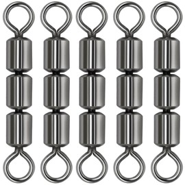 TopHomer 3-Roller Fishing Roller Swivels, 20Pcs High Speed Barrel Swivel Size 3# Durable Hook Line Connector Fishing Essentials for Saltwater Freshwater