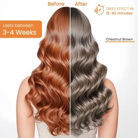Chestnut Brown Hair Dye Shampoo 3-in-1, Instant Natural Hair Color Dye Shampoo for Women Men Maroon, Root Touch Up & 3-4 Weeks Lasting & Easy to Use & for All Hair Types, 500ml