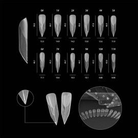 Professional Stiletto Fake Nail Tips for Nail Extensions - Poly Gel Nail Kit with 12 Sizes, 120 PCS - Full Cover Nail Forms for Builder Gel - Ideal for Salon & Home DIY Nail Art