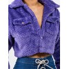 Casual Cute Sherpa Fuzzy Two Pockets Button Closure Crop Jackets