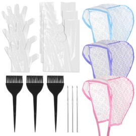 Bewudy 3 Sets Hair Highlighting Caps Kit for Salon Hair Dyeing Hairdressing and DIY Dyeing Hair (with Highlight Caps for Hair, Hair Highlighting Crochet Hooks, Dye Brushes, Gloves, Hair Dye Shawl)