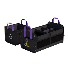 SugarFox Car Trunk Organizer SUV, 84L SUV Trunk Organizer – Waterproof Foldable Modular Trunk Organizer with Mesh Pockets, Non-Slip Base, Black - M313