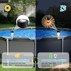 BITIWEND Pool Lights 6 Pack Solar Outdoor Lights for Framed Above Ground Pools, Waterproof Swimming Pool Accessories Light, Outdoor Yard Garden Pool Decoration Night Light