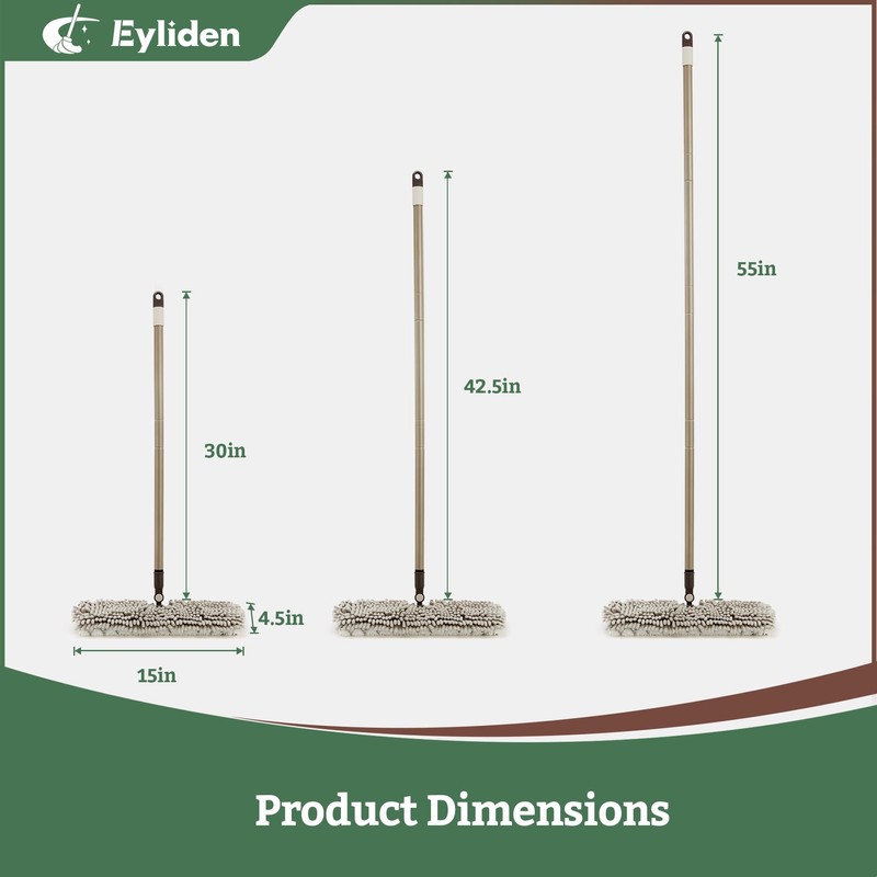 Eyliden Dual-Sided Flip Dust Mop - Microfiber Scrubbing & Chenille