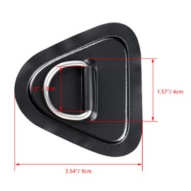 TOBWOLF 6 Pack 3.54" / 9cm Stainless Steel D-Ring Patch for Inflatable Boat Kayak Dinghy SUP, Triangular D-Ring PVC Patch Stand-Up Paddleboard Canoe Rafting Accessories, NO Glue Included - Black