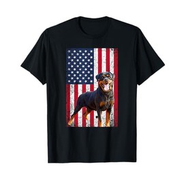 USA Patriotic Dog Lovers Gift Tees Unisex-Adults Rottweiler Dog Lover Funny 4th of July Dog T-Shirt
