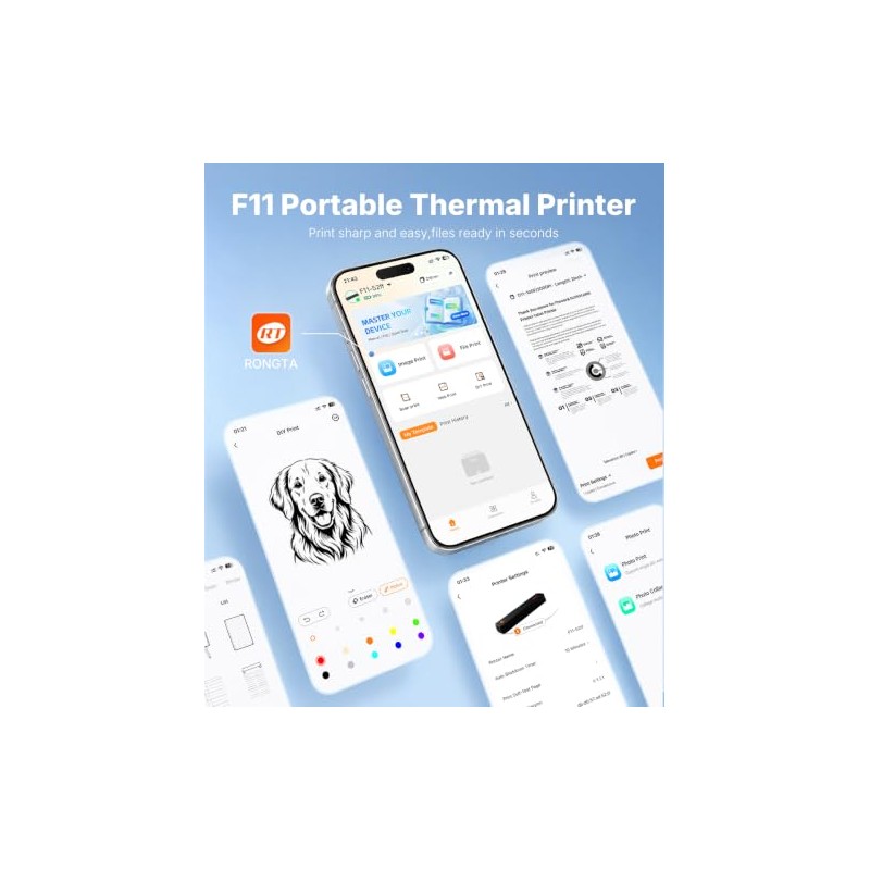 Rongta Portable Thermal Printer - Wireless & Inkless for Travel