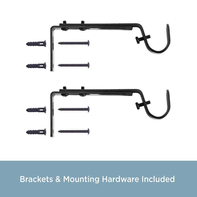 Kenney KN85290 Adjustable Curtain Rod Brackets, Black (2-Pack)