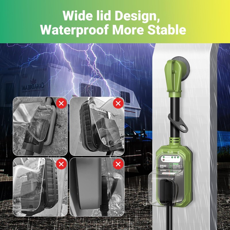 EyGde RV Surge Protector 50 Amp Waterproof, RV Circuit Analyzer