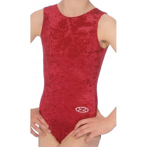 The Zone Z103SAL Sleeveless gymnastics leotard, Smooth Velour Claret, size