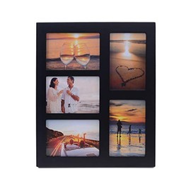 UMICAL 4x6 5-Opening Collage Picture Frame Black Wood Photo Frames for 4x6 Inch Pictures Display Made for Tabletop Stand and Wall Mounting
