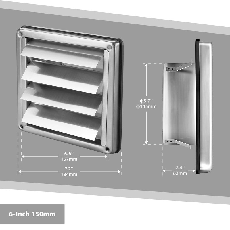 FRESH SPEED 6-Inch Stainless Steel Dryer Vent Cover Outdoor- Air