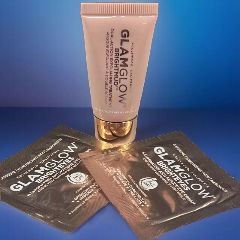 GLAMGLOW Brightmud Exfoliating Mask .5oz PLUS 2 Bright Eyes Eye
