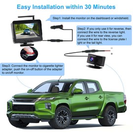 B-Qtech Wireless Backup Camera System Rear View Camera Monitor Kit HD 1080P Reverse Cameras for Truck Car Pickup RV Camper Van Waterproof Night Vision
