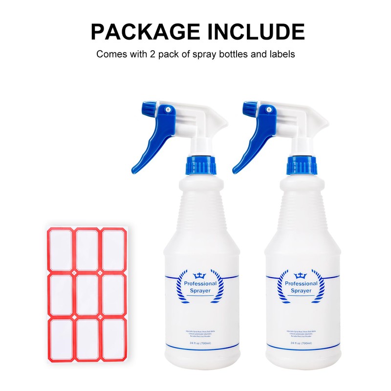 Plastic Spray Bottle, Empty Spray Bottles (2 Pack 24 Oz),