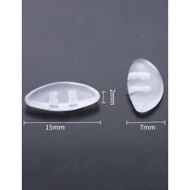 Tolaxy 12 Pairs Plug-in Eyeglass Nose Pads, 15mm Clear 'D Shape' Replacement Nose Pieces, Anti-Slip Soft Silicone Nose Bridge Pads
