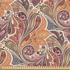 ABAKUHAUS Floral Fabric Sold by the Metre, Ethnic Paisley Pattern, Beautifully Woven Fabric for Upholstery and Home Accessories, 1 m (148 x 100 cm), Brown Beige
