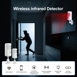 WiFi Infrared Motion Sensor Alarm, Phone and Text Notifications(Value-Added Service), Remote Wireless connectivity, Accurate Detection, 85dB Warning, Prevent intruders in Home, Garage, expel Enemies