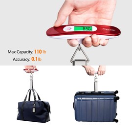 FREETOO Luggage Scale for Suitcase Weighing, Portable Digital Weight Scale for Travel with Tare Function 110 Lb/ 50Kg Capacity (Red)