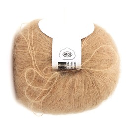 Dekaim Soft Mohair，Mohair Cashmere Wool,Knitting Yarn Light Hand Knitting Yarn,DIY Scarf Crochet Yarn with A Crochet for Weaving Scarves(18Khaki)
