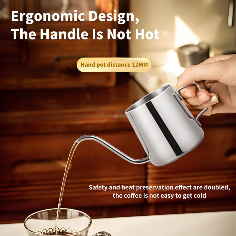 Coffee Pot, Stainless Steel Coffee Pot with Gooseneck Spout, Tea